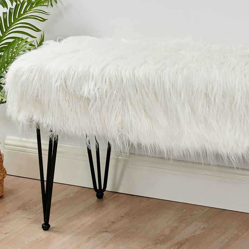 Mongolian Fauxfur Ottoman