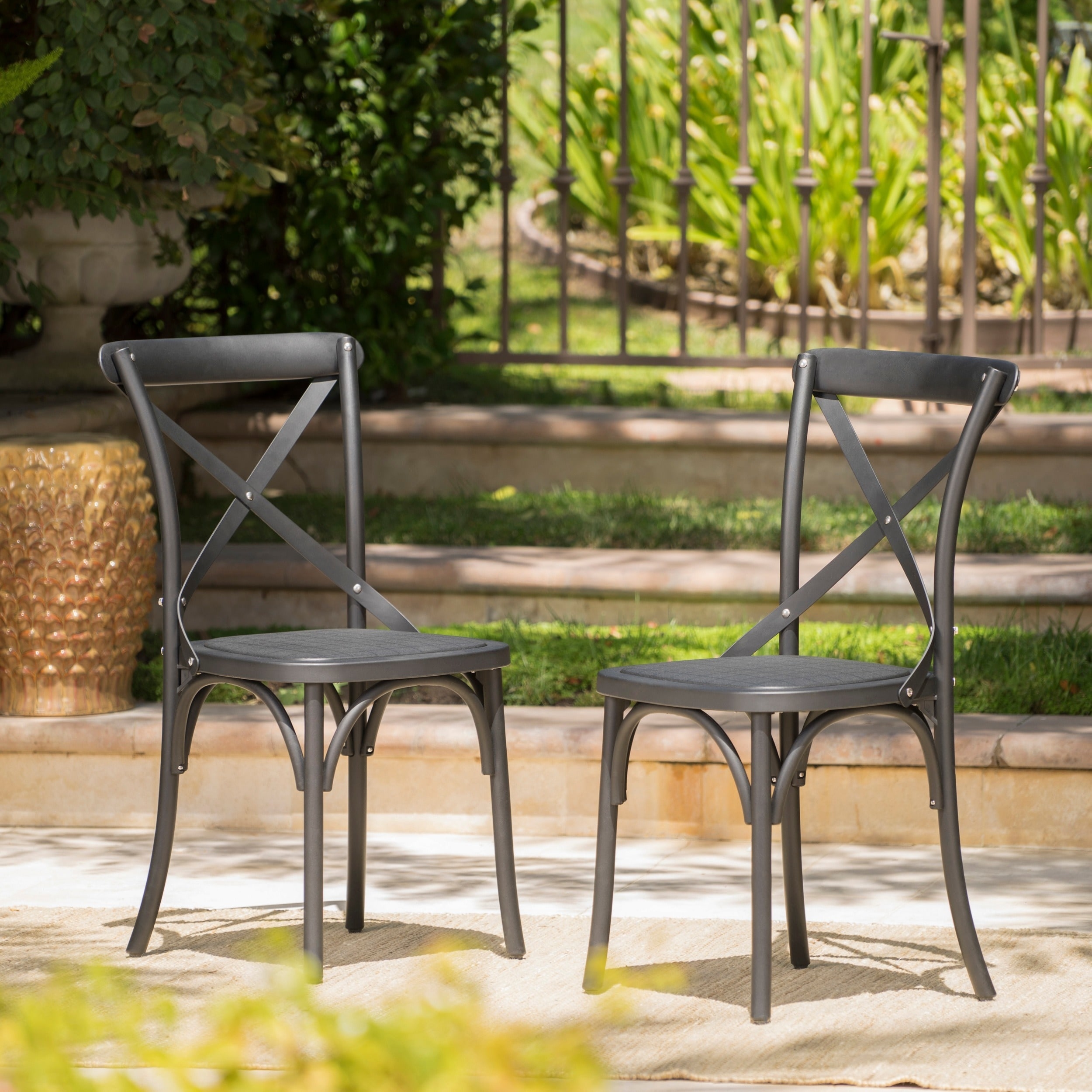 Danish Outdoor Farmhouse Dining Chairs Set of 2 by Christopher