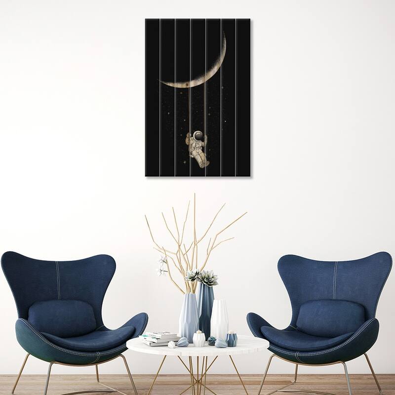 Moon Swing Print On Wood by Digital Carbine - Multi-Color