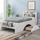 preview thumbnail 43 of 55, Solid Wood Platform Bed Frame Imitate Bridge Design Drawers White - Full