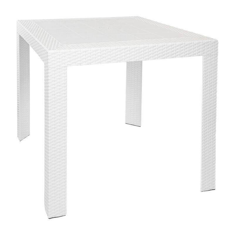 Mace Modern Outdoor Bistro Dining Table with Weather Resistant and Weaver Design for Patio or Decks - White