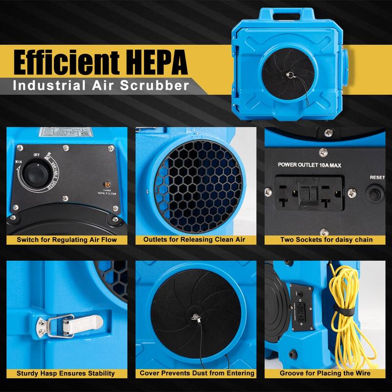 Costway Industrial Commercial Hape Air Scrubber Negative Air Purifier - Blue - See Details
