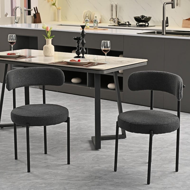 Mid-Century Boucle Dining Chairs