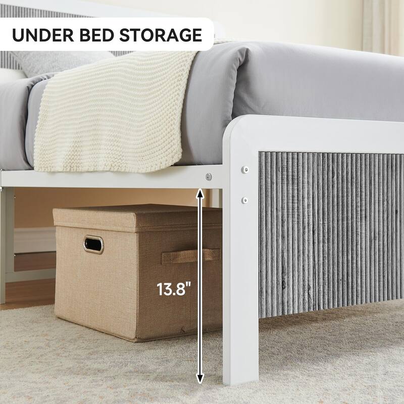 Bed Frame with Wave Wood Headboard