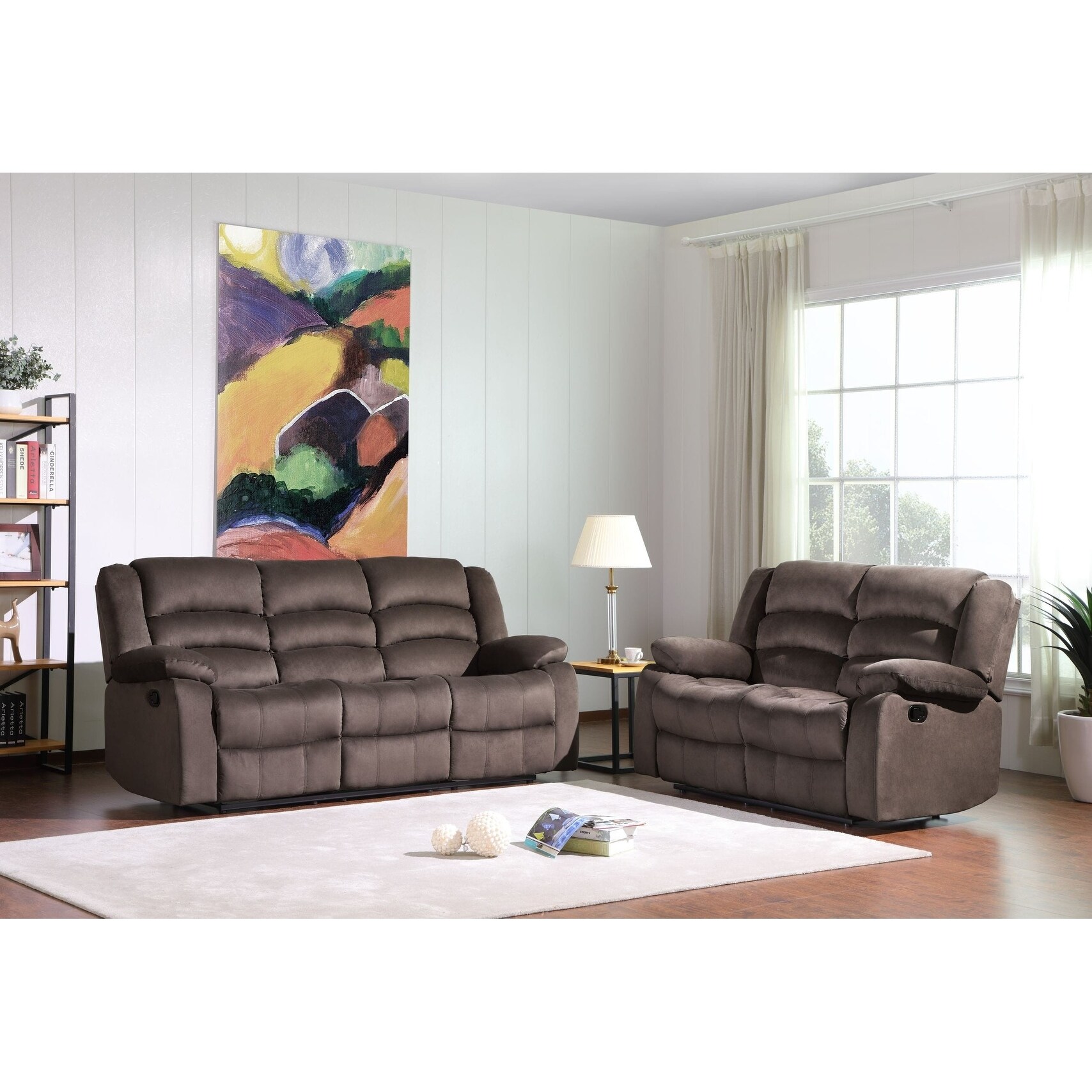 Osbourne Microfiber Fabric Upholstered 2 Piece Living Room Recliner Sets On Sale Overstock 25775944 Beige