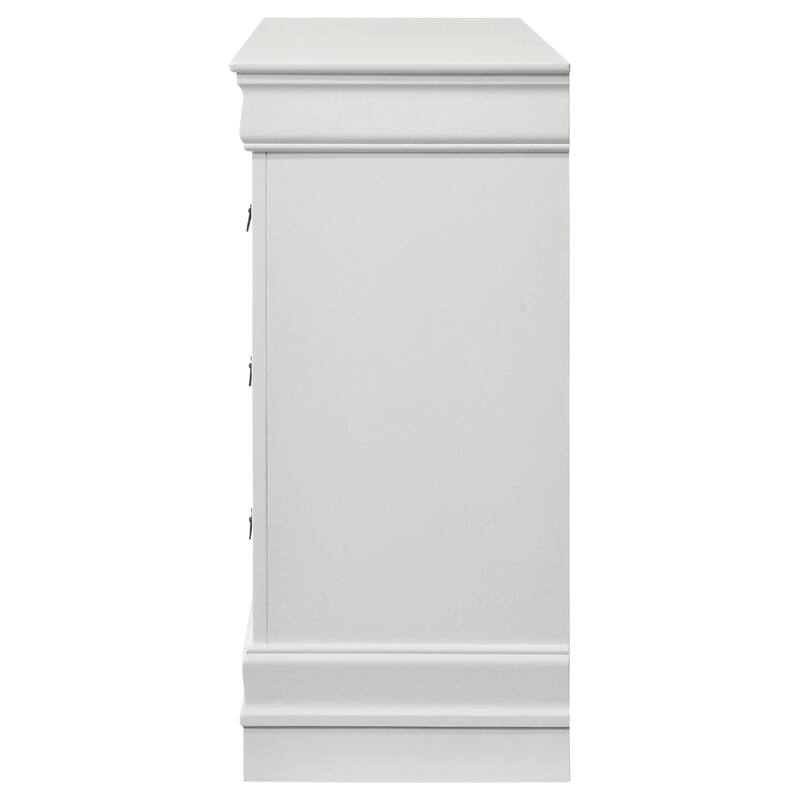 Nim Wide Dresser, 6 Storage Drawers, Classic White Molded Trim Edges