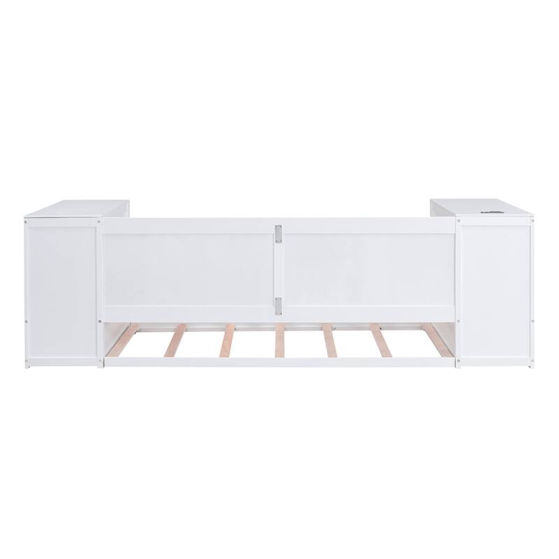 Twin Pine Daybed with Storage Arms, Trundle, and Charging Station