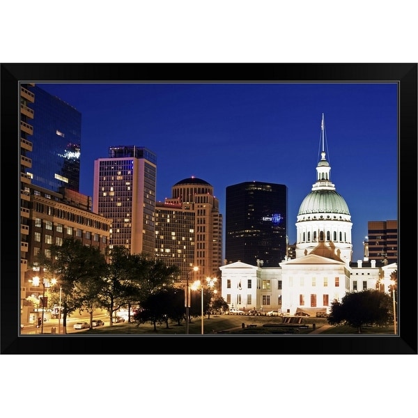 "USA, Missouri, St Louis, Old courthouse illuminated at night" Black Framed Print