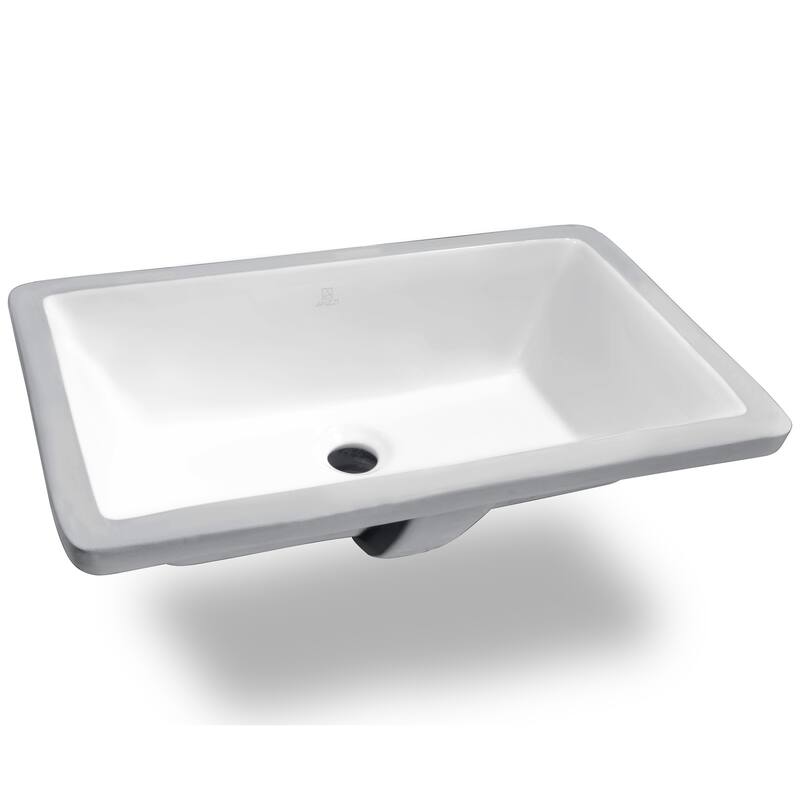 ANZZI Rhodes 21 in. Ceramic Undermount Sink Basin in White - White