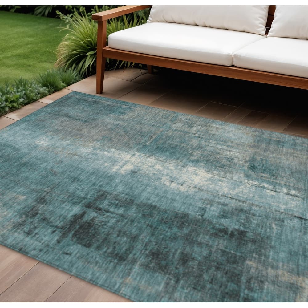 HomeRoots Abstract Transitional Rectangle Outdoor Rug