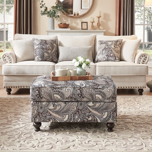 Morden Fort Classical Paisley Print Cocktail Rectangular Ottoman