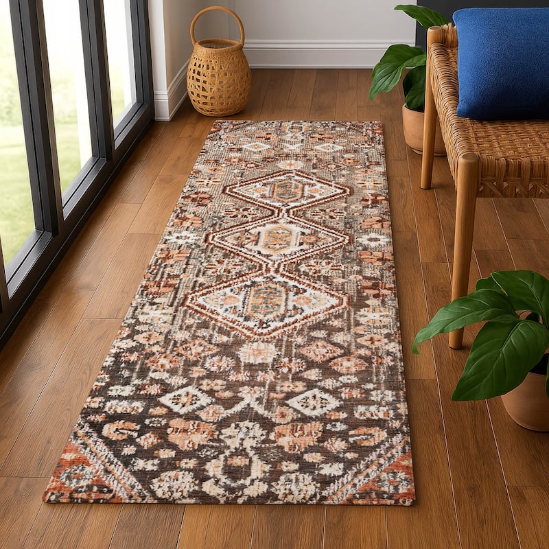 Premium Washable Super Soft Traditional Global Mayfield Rug - 2'3" x 7'6" - Fudge