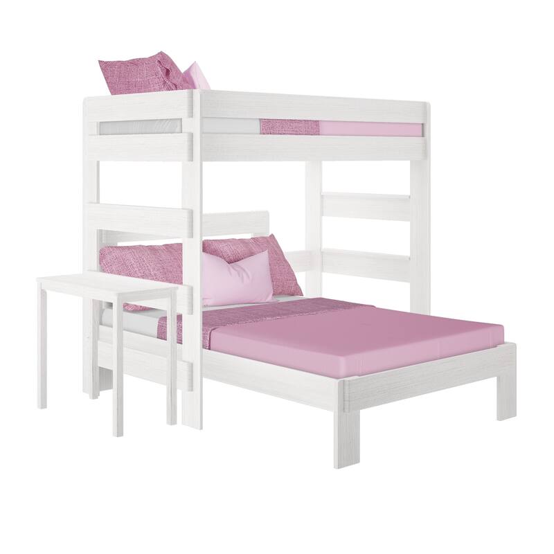 Max and Lily Farmhouse Twin over Full L Shaped Bunk Bed with Desk
