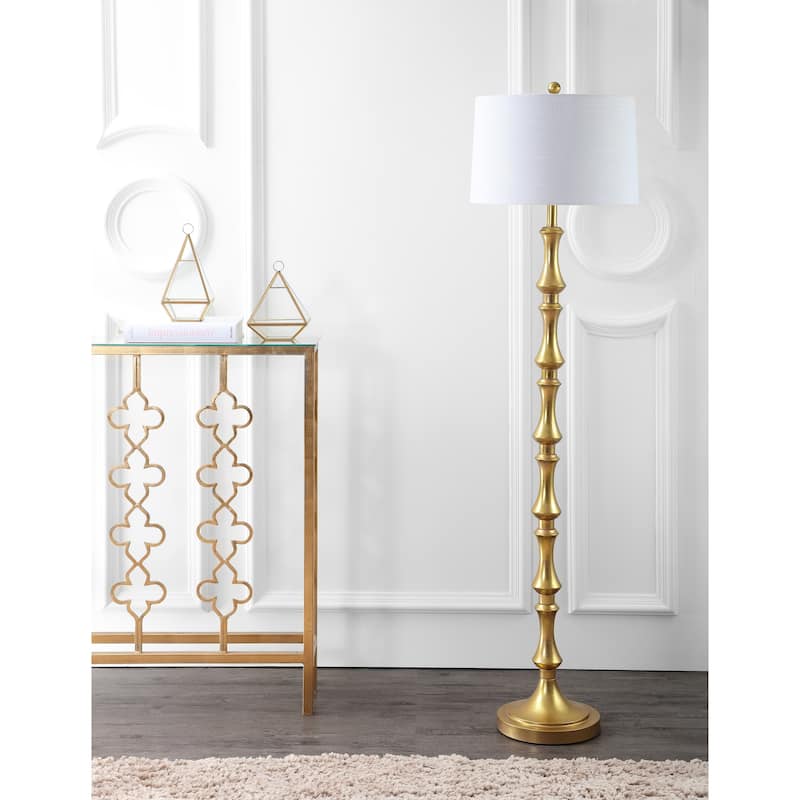 Serena 62.5" Metal LED Floor Lamp, Gold by JONATHAN Y - Gold Leaf - 62.5" H x 16" W x 16" D