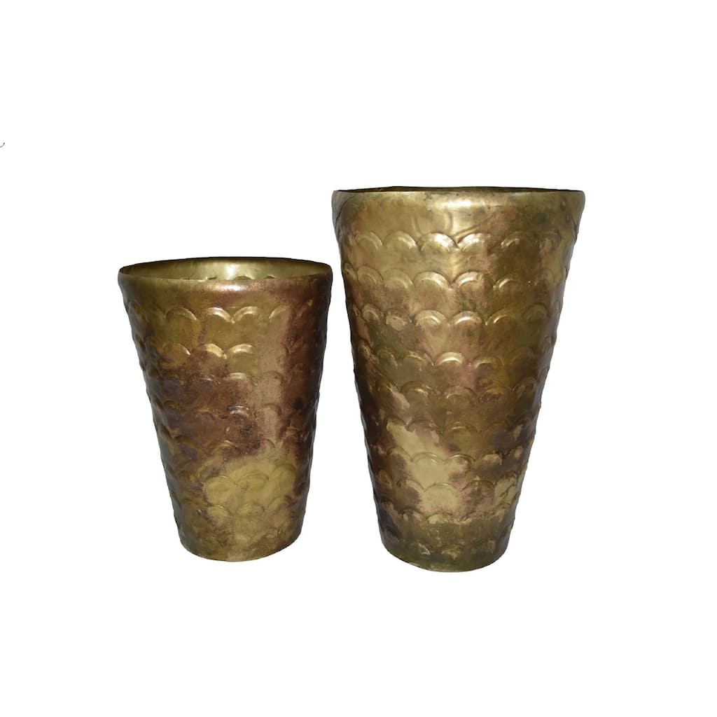 Set of 2 Planters Old Brass Finish- A - OLD BRASS