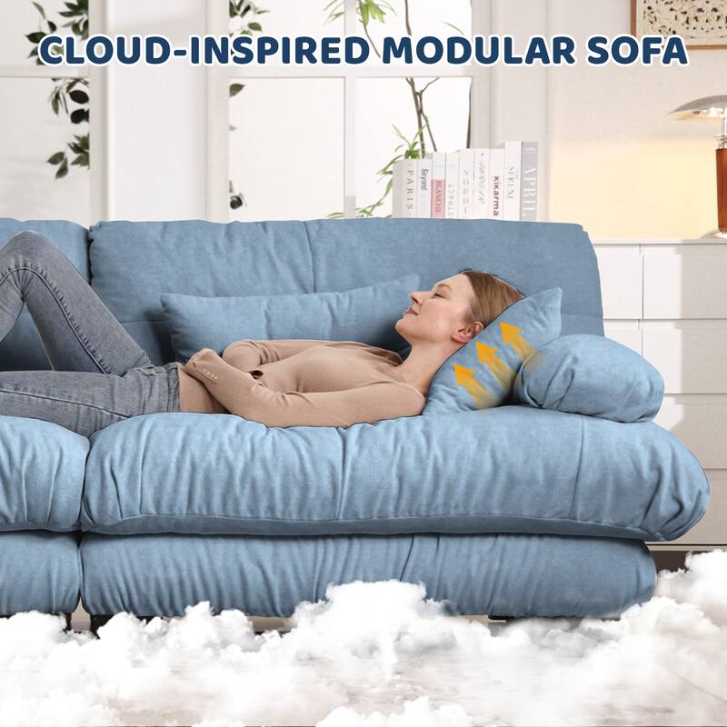 Modular Sectional Couches, 173" Oversized Sectional Sofa, 4 Seater Modular Chenille Deep Seat Cloud Couch for Living Room