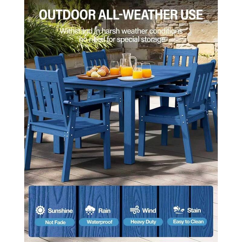 WINSOON 7-Piece HIPS All Weather Outdoor Patio Dining Sets with Umbrella Hole& Aluminum Frame,1-Table 6-Chairs