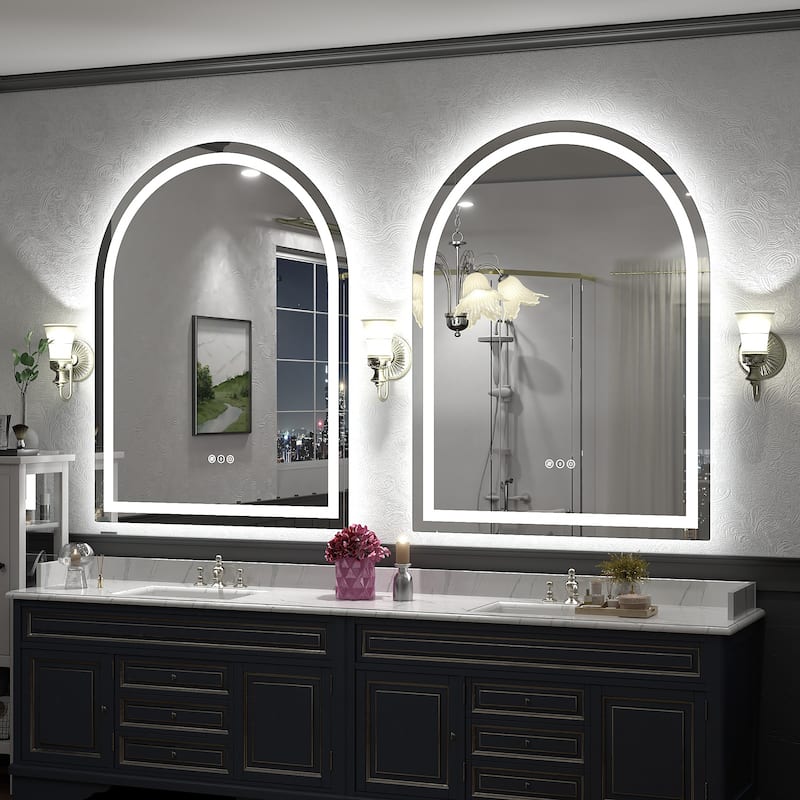 UL Certified Arched LED Anti-fog Tempered Glass Wall Bathroom Vanity Mirror