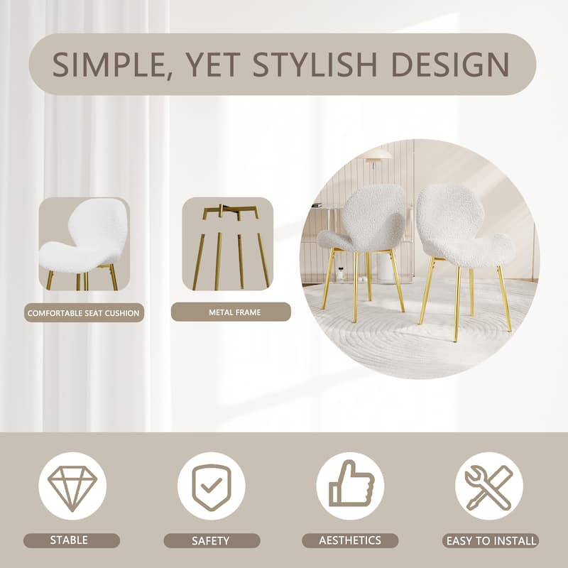 Minimalist Teddy Velvet 2 Piece Kitchen Dining Chair with Backrest, Gold Metal Legs for Dining Room Living Room Office Bedroom