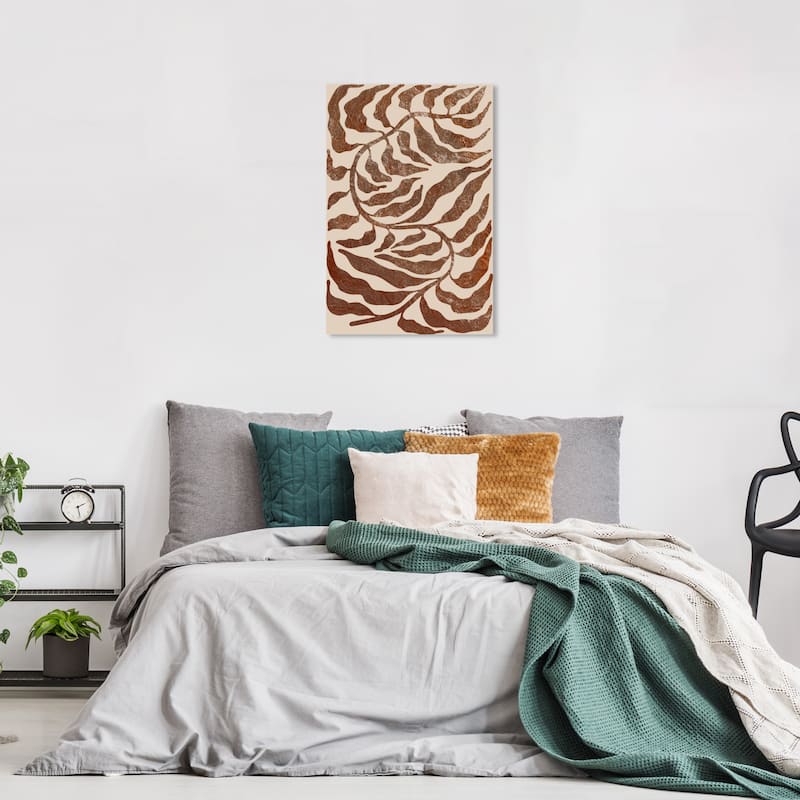 Wynwood Studio Canvas Floral and Botanical Naturewaves Light Brown and Cream White Modern & Contemporary Wall Art Canvas Print - 24 x 16