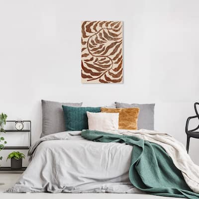 Wynwood Studio Canvas Floral and Botanical Naturewaves Light Brown and Cream White Modern & Contemporary Wall Art Canvas Print