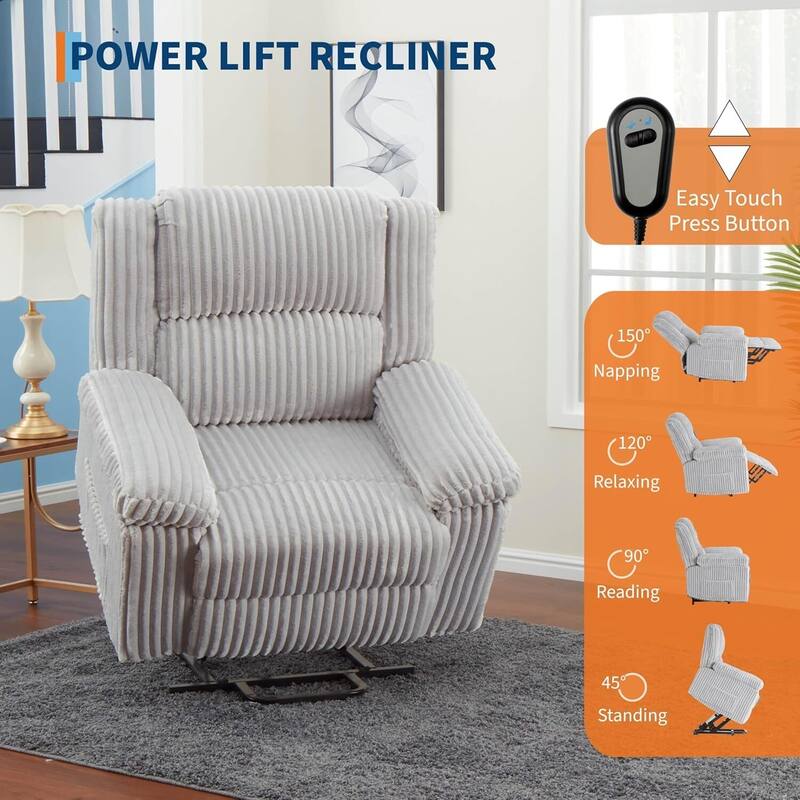 Electric Power Lift Recliner Sofa Chair, Heat and Massage for Living Room, Bedroom