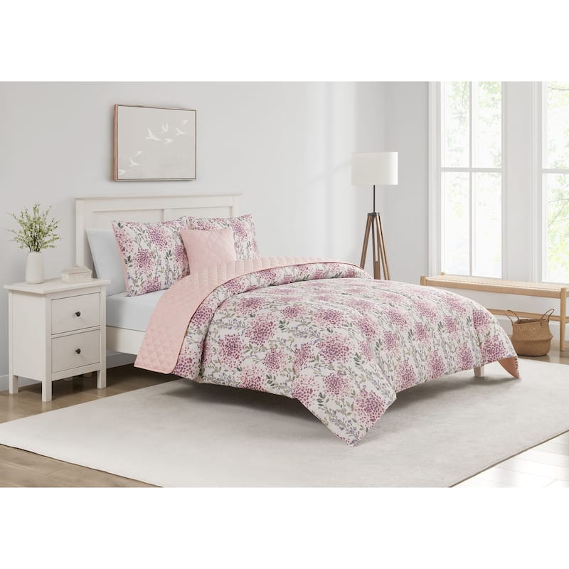 Margot Mauve 5 Piece Comforter/Quilt Set - Queen