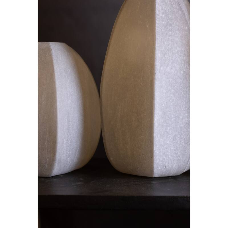 Potli Vase Large Stone Cut Smoke Brown Dia 11.75" -ST - Smoke Brown