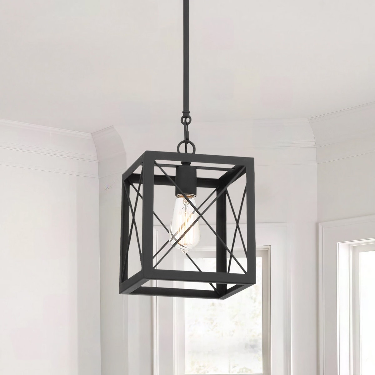 Kiro 1-light Modern Farmhouse Rectangle Pendant Light with UL Certified