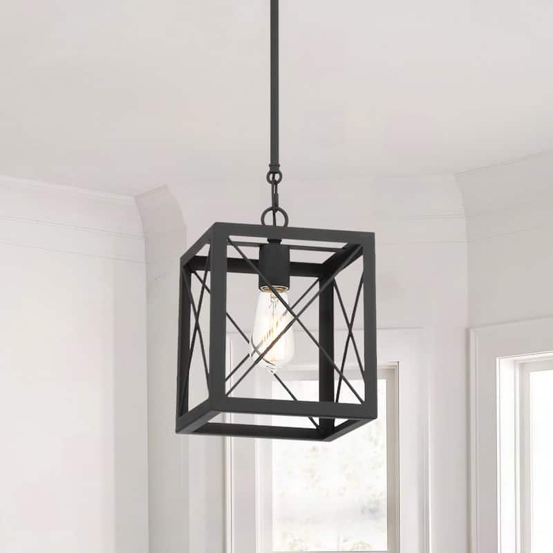 Kiro 1-light Modern Farmhouse Rectangle Pendant Light with UL Certified - Aged Zinc