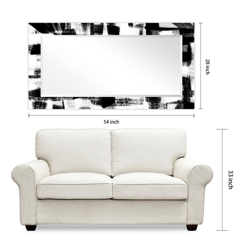 Jam Session Rectangular Beveled Mirror on Free Floating Printed Tempered Art Glass - Clear - 54" x 28"