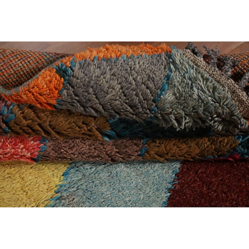 All-Over Trellis Moroccan Area Rug Hand-Knotted Wool Carpet - 7'7" x 11'2"