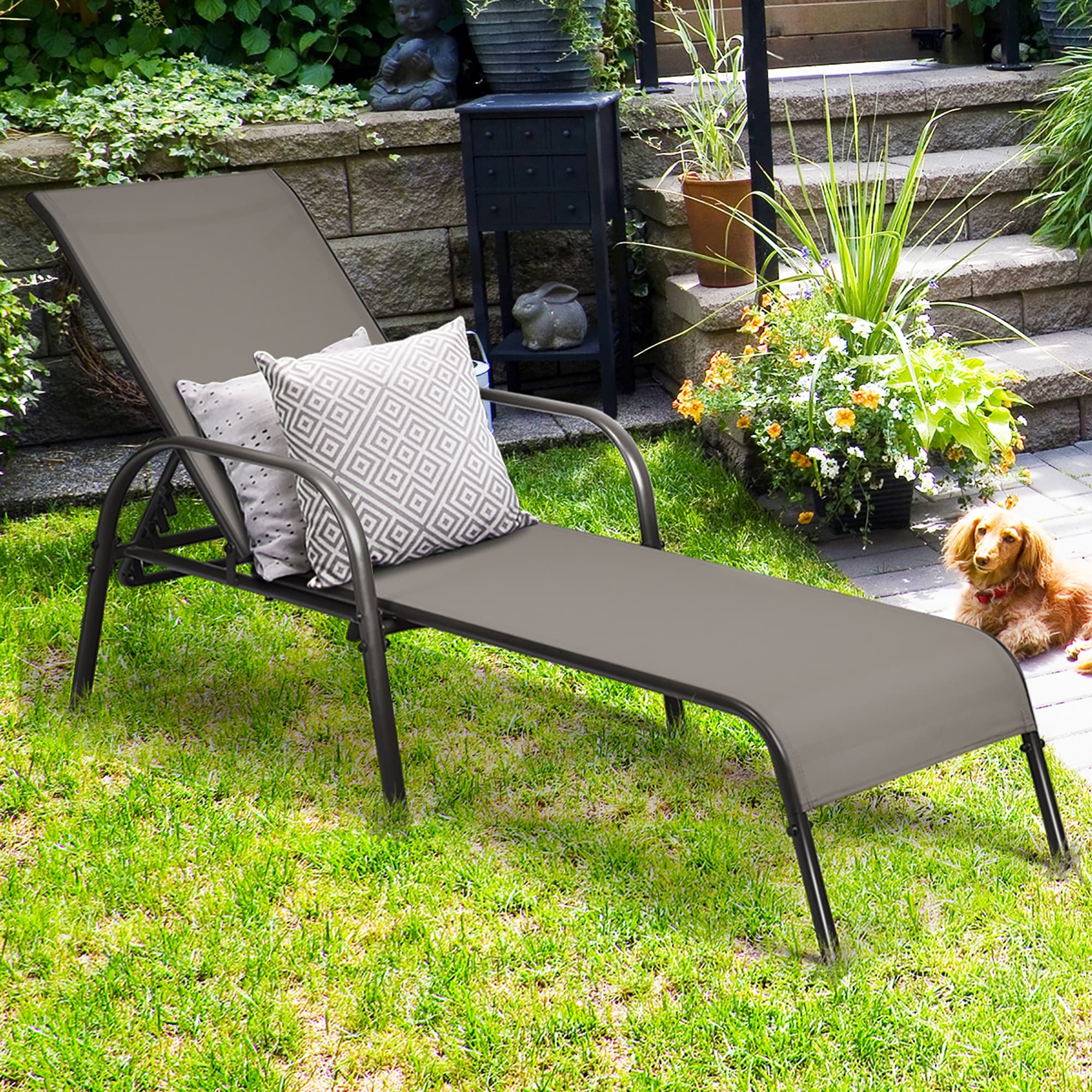 Costway outdoor adjustable chaise lounge new arrivals chair