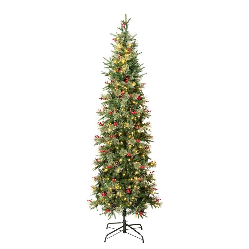 National Tree Company 7.5 ft. Virginia Pine Slim Tree with LED Lights - 7.5 Foot