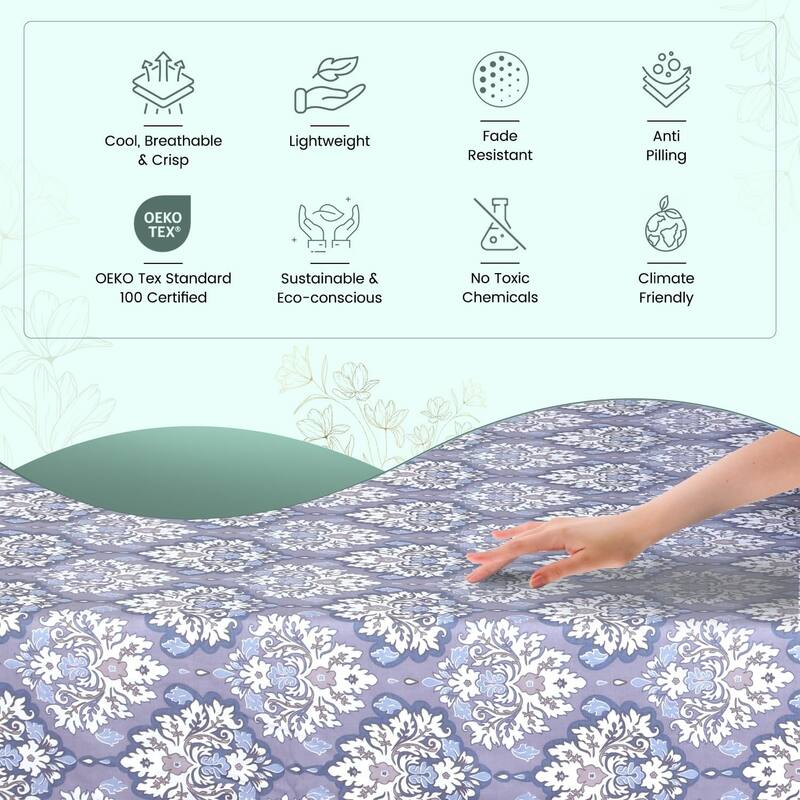 300 Thread Count Cotton Sateen Weave Printed Sheet Set