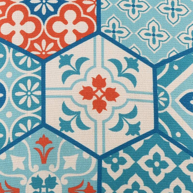 Handwoven Patchwork Outdoor Throw Pillow Cover - 20" - Teal Blue and Orange