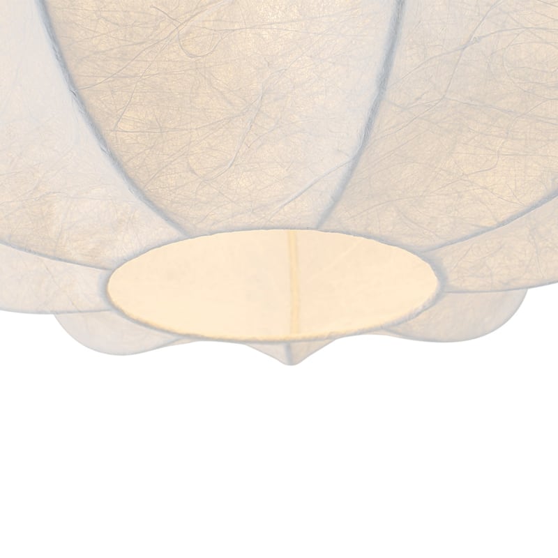 Round Pleated Lantern White Silk Flush Mount Ceiling Light