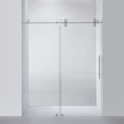 Villena 68" W x 78" H Single Sliding Shower Door,Brushed Nickel - 68 inches