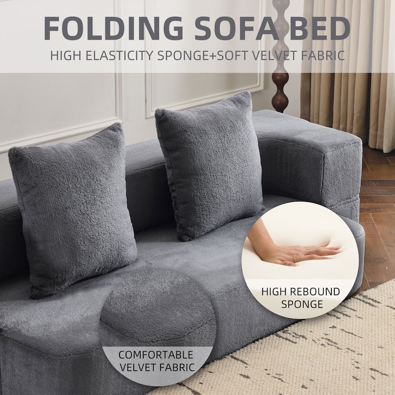Chenille Transformable Sofa - Supportive Foam Fold-Out Bed