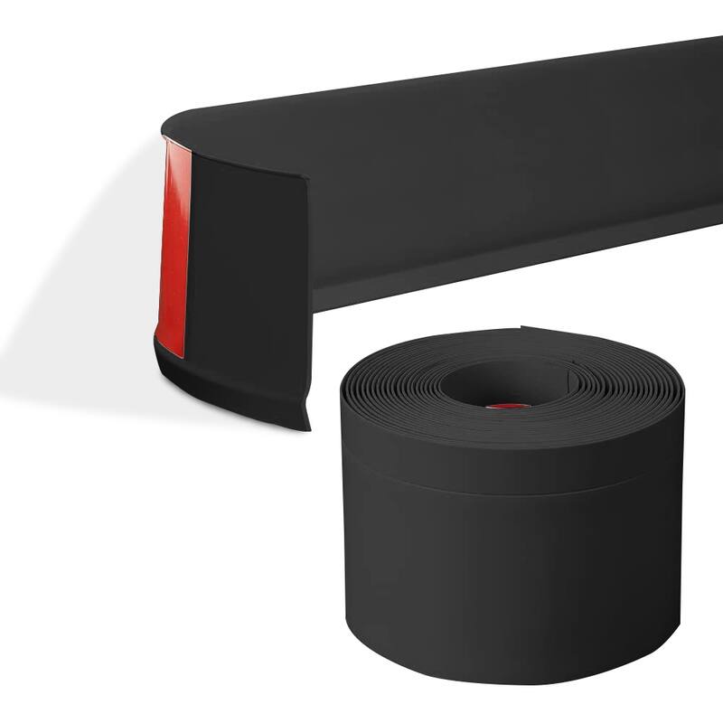 4in x 40ft Self-Adhesive PVC Flexible Baseboard Moulding Trim - Black