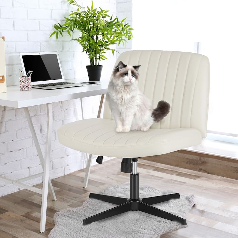 Modern Armless PU Leather Office Chair