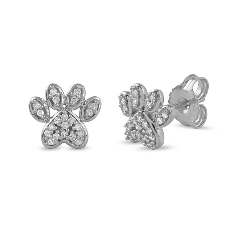10k Gold Dog Paw Cluster Stud Earrings for Women