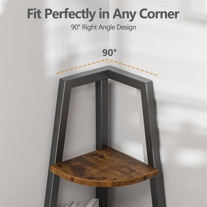 5 Tiers Corner Shelf with LED Light - 12"D x 12"W x 67.32"H