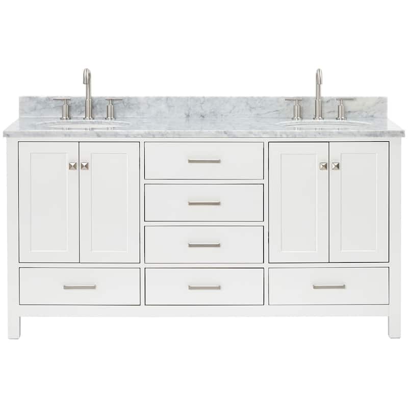 Ariel A067DCW2OVO Cambridge 67" Free Standing Double Oval Basin Vanity - White - Colored