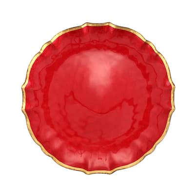 viva by VIETRI Baroque Glass Red Salad Plate