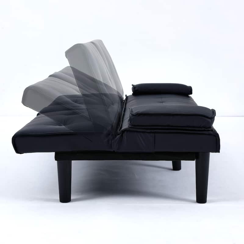 The 67-inch PVC multi-functional sofa bed, with a foldable and cup holder design