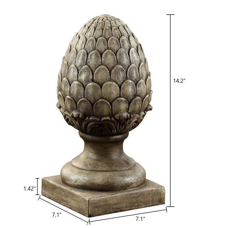 Weathered Brown MgO Artichoke Finial Statue