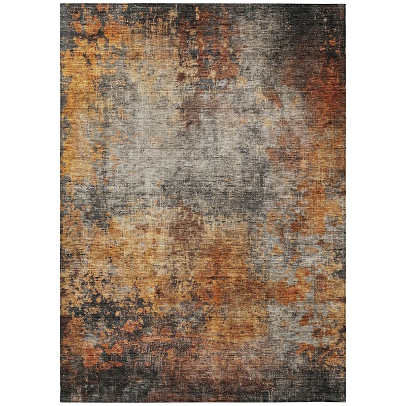 Machine Washable Indoor/ Outdoor Abstract Contemporary Chantille Rug