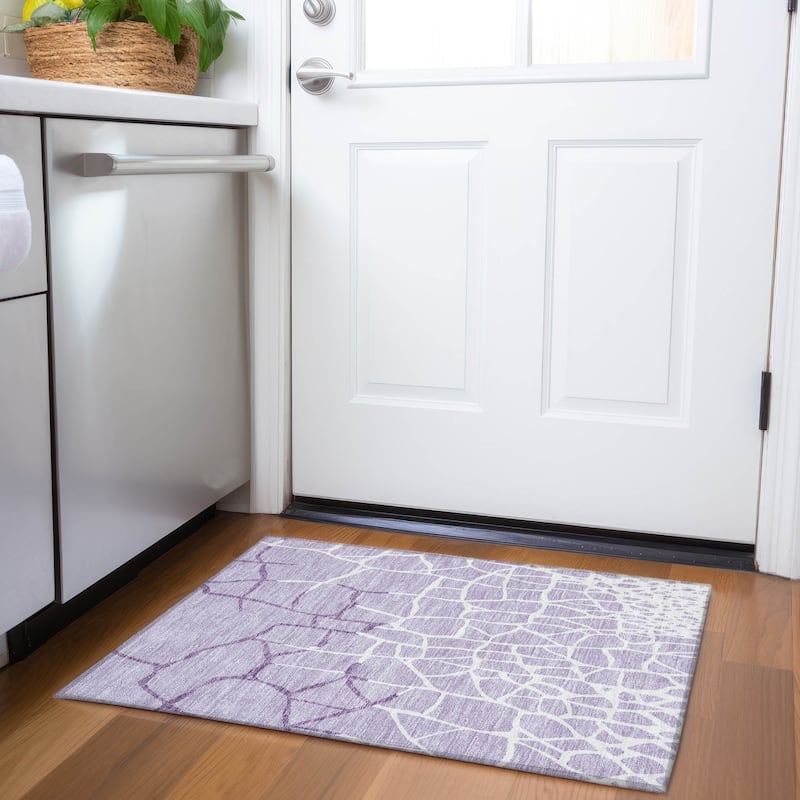 Premium Washable Super Soft Contemporary Webby Mayfield Rug - Lavender - 1'8" x 2'6"