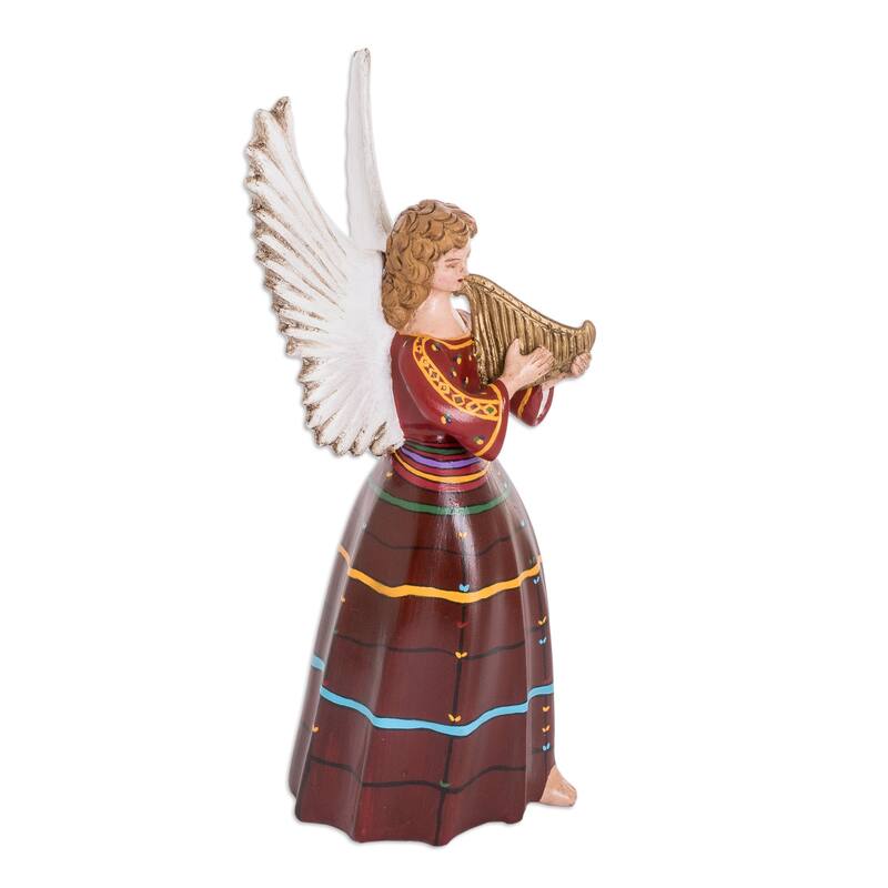 Novica Handmade Petite San Rafael Petzal Ceramic Angel Sculpture